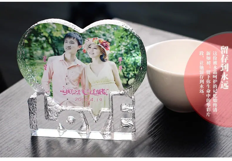 Высокое качество Любовь с кристаллом в форме сердца ремесла Бесплатный DIY логотип, свадебные украшения подарки с красочной подсветкой база