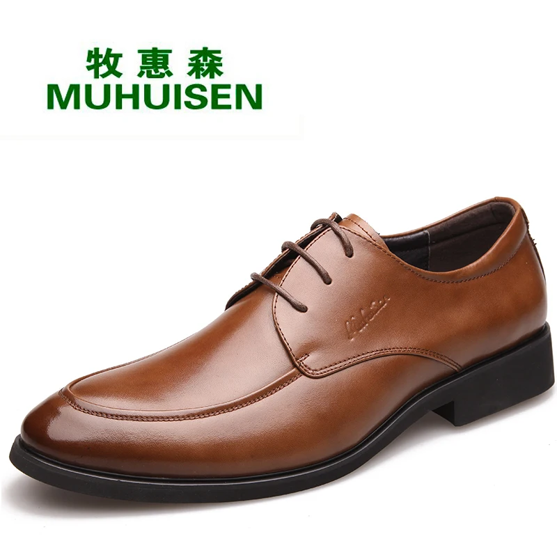 Muhuisen/мягкие кожаные мужские модельные туфли коричневый Бизнес Мужские с Одежда