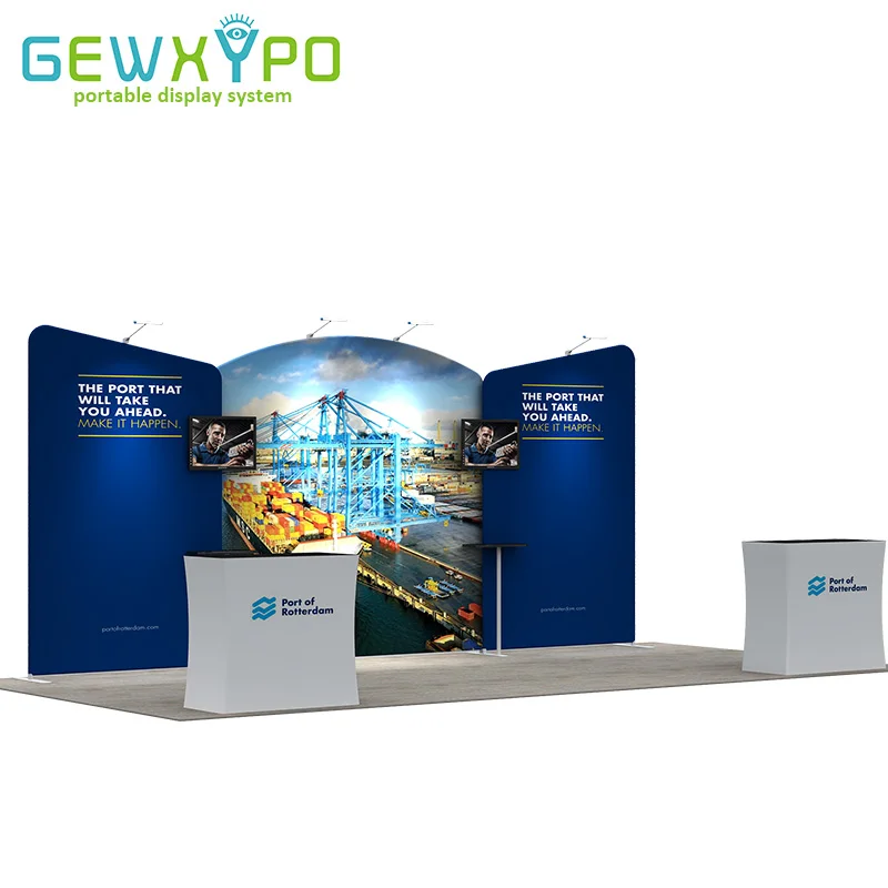 6m 3m Expo Booth Pop Up Tension Fabric Advertising Banner Display