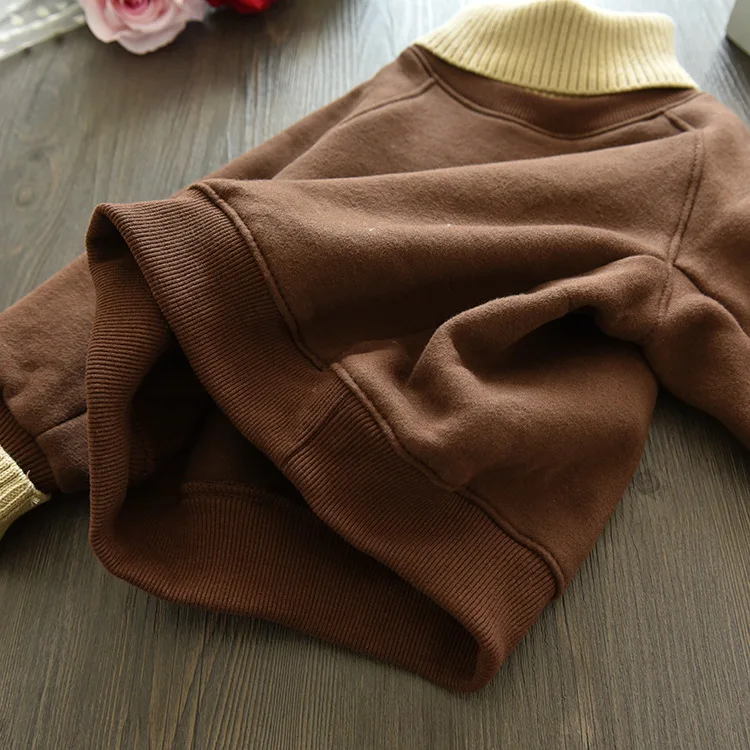 DFXD/детская одежда в Корейском стиле коллекция года; зимняя однотонная трикотажная толстовка с длинными рукавами и воротником-хомутом для маленьких девочек; Толстый Пуловер для девочек