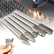 Novo 5 pçs carboneto de tungstênio 8mm ponto rotativo rebarbas moedor elétrico 6mm haste bits conjunto para acabamento moldes metal processamento