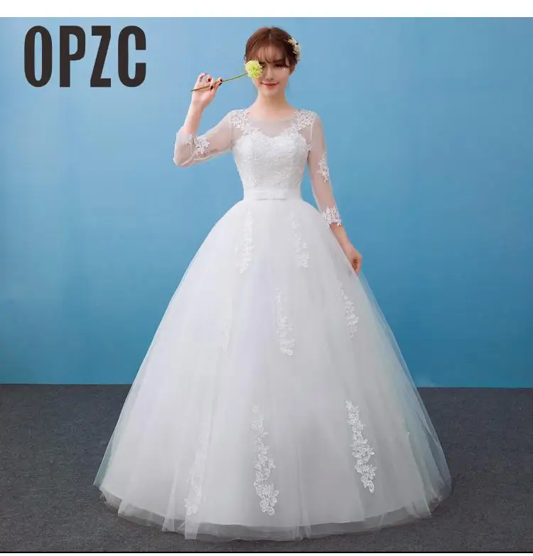 Velnosa Hoa по доступной цене, элегантное платье принцессы для регулировки кружевное платье с рукавом «Три четверти» Свадебные платья с аппликацией Свадебные Платья vestidos de noiva - Цвет: GZ30-O