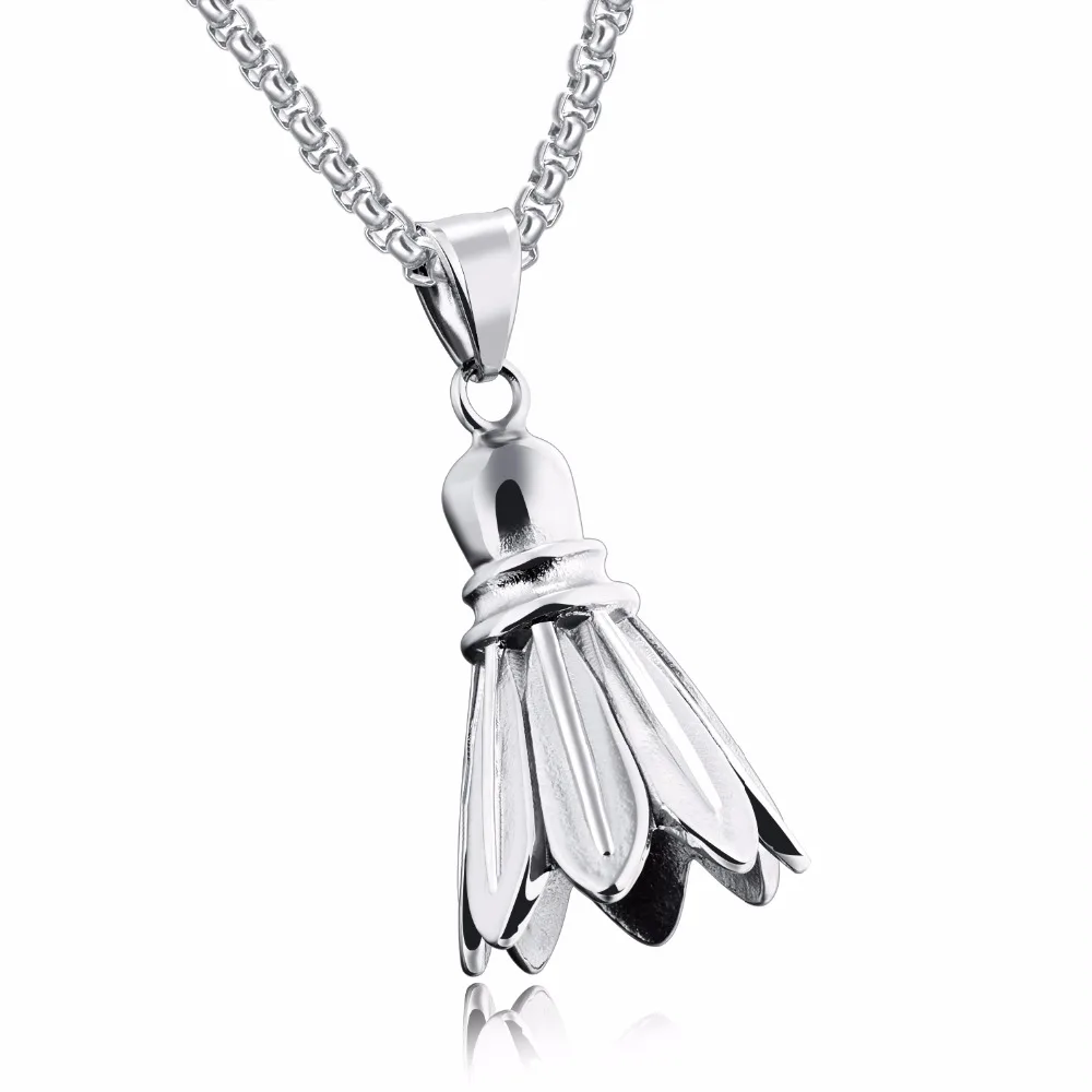 Moda Colar de Aço Inoxidável Jóias Mini Raquete de Badminton Esportes Fitness Acessórios Pingente de Peteca