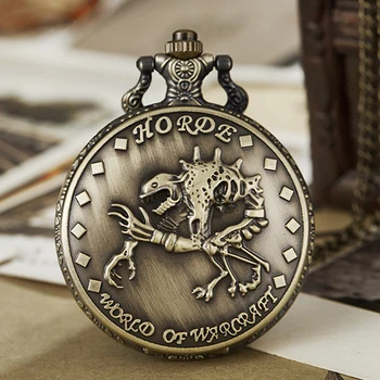 

Collection Pocket Watch Fob Chain Necklace Dorde World of Warcraft Engrave Mens Flip Bronze Case Watch Hour Clock for Men Women