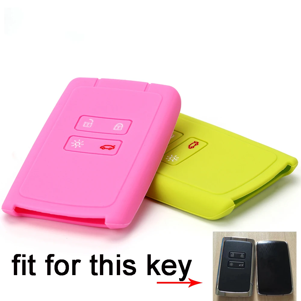 Buy 2 send one Silicone rubber car key case cover for Renault KOLEOS Kadjar samsung QM5 4 button card smart shell set | Автомобили и