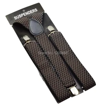 120 см Для мужчин Мужская Clip-на брекеты упругой 3,5 см широкий коричневый решетки больше подтяжки y-обратно подвески и розничная торговля