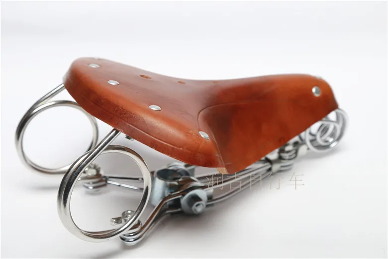 Sillín de bicicleta de cuero Vintage, asiento de tres muelles de cuero de vaca, cojín de primavera, trunkVintage|bike saddle|bicycle saddleleather bike - AliExpress