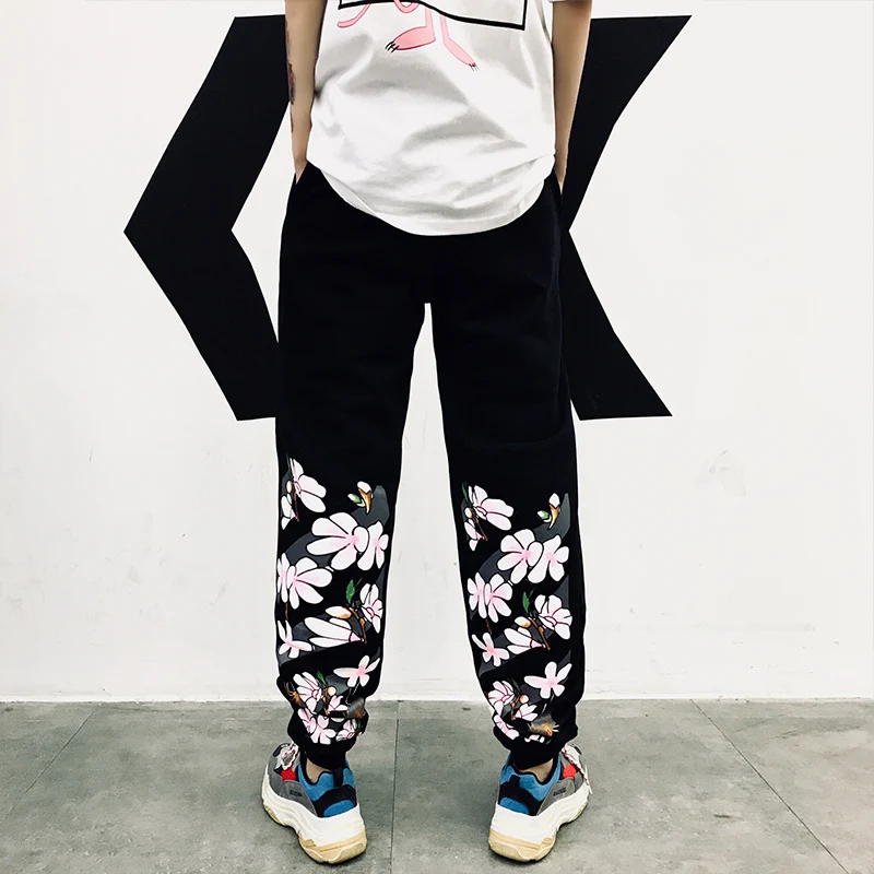 Fashion Casual Men's Pants Pants Spring And Autumn New M-5XL Hip Hop Printing Loose Trousers Black Personality Youth Popular