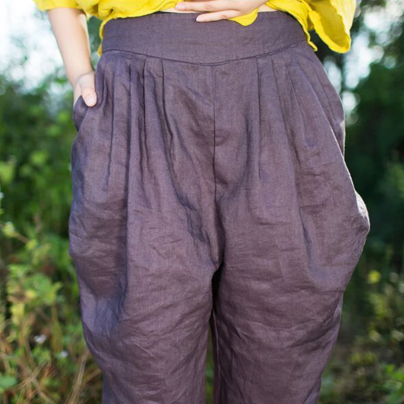 

Women Pants 2016 Harem Pants Women's Loose Wide Leg Pants Bloomers Original Design Button Fly Cotton Pants Women Trousers