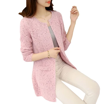 

Cardigans Long Sweater Coats 2018 New Spring Women Loose Casual Warm Knitted Sweater O-Neck Fashion Knitted Sweater YP0781