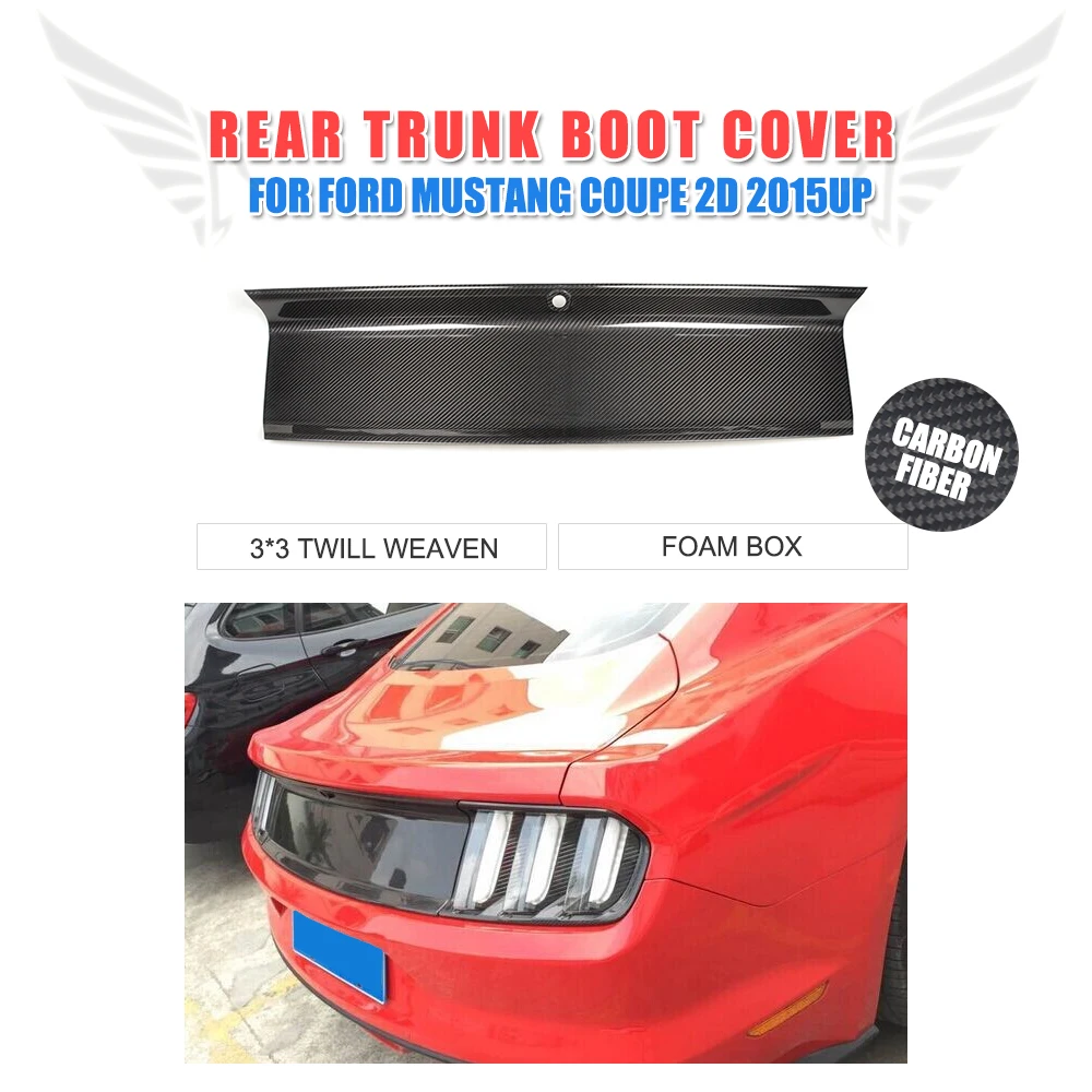 Carbon Fiber Car Rear Trunk Boot Panel Trims For Ford Mustang Base