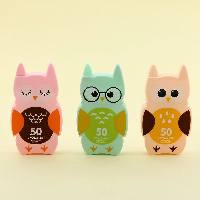 

1pc Random Cartoon Kawaii Owl Shape Stationery Corrector Correction Tape Roller White Sticker Kids Student School Supply Rewards