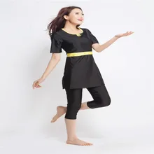 Купальник с коротким рукавом купальный костюм для женщин одежда хиджаб плюс размер скромный swimsuits3XL-XS короткий рукав Мусульманский купальник для женщин