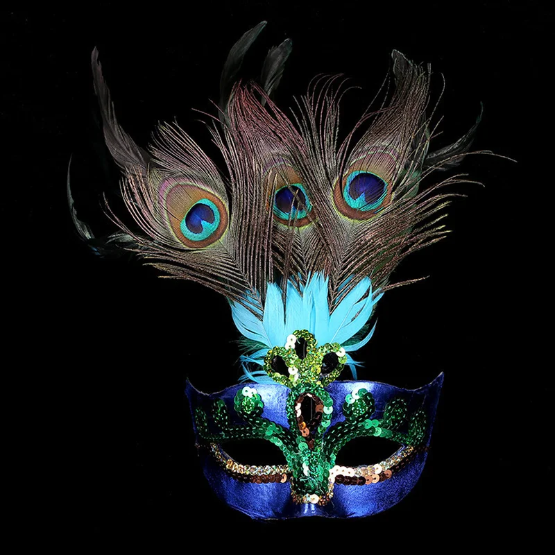 

Peacock Feather Masquerade Mask for Carnival Venetian Halloween Prom Half Face Masks Decor Cutout Eye Mask Party Accessories