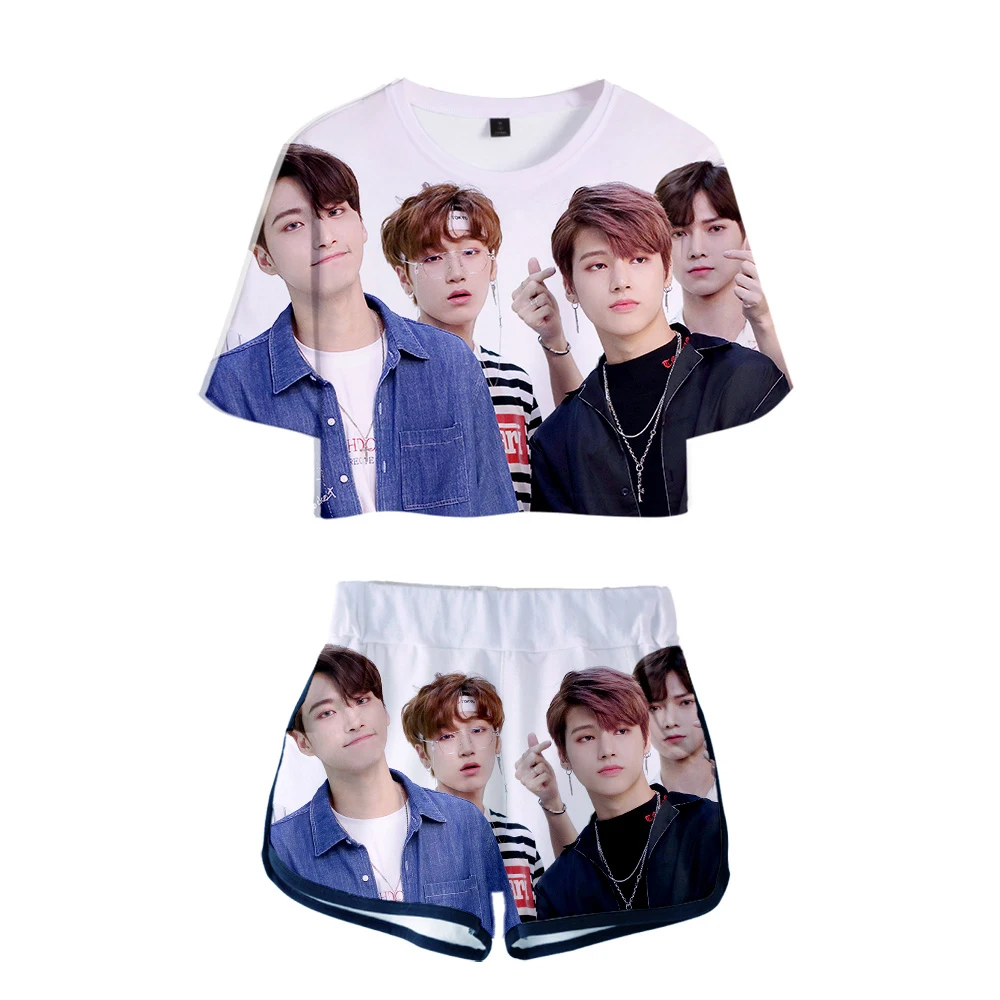 Kpop ATEEZ Idol фото спортивная одежда футболка с короткими рукавами шорты Hongjoong Seonghwa Yunho Yeosang San Mingi Wooyoung Jongho - Цвет: N00777