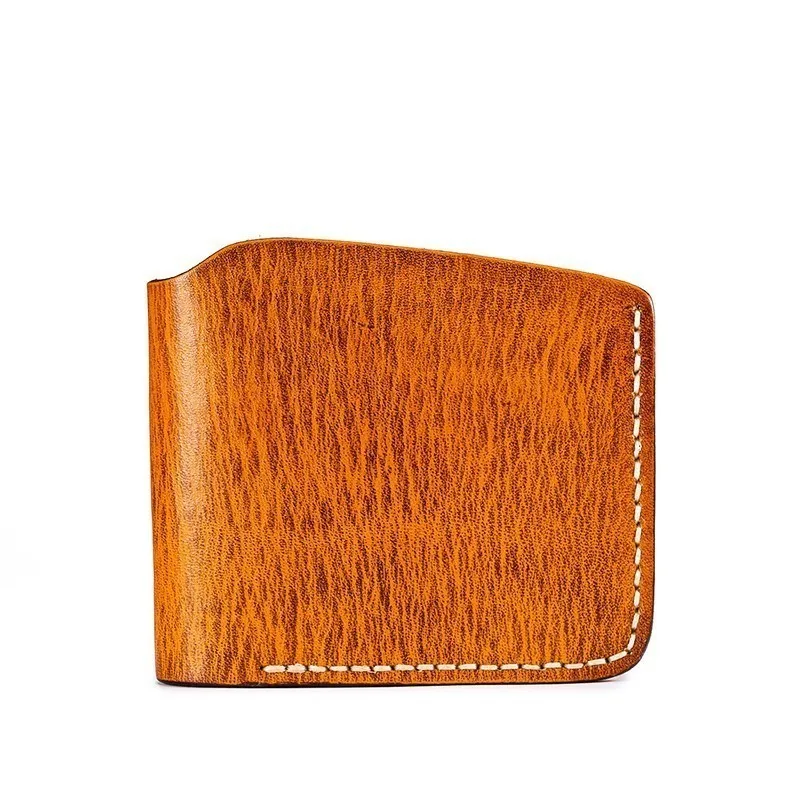 

first layer pure handmade short paragraph wallet to clean The import of vegetable tanning leather hand stitching