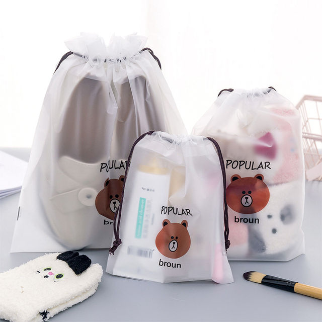 Cartoon Bear Transparent Travel Cosmetic Bag Make Up Case Women Waterproof Makeup Beauty Wash Organizer Toiletry Storage  Box