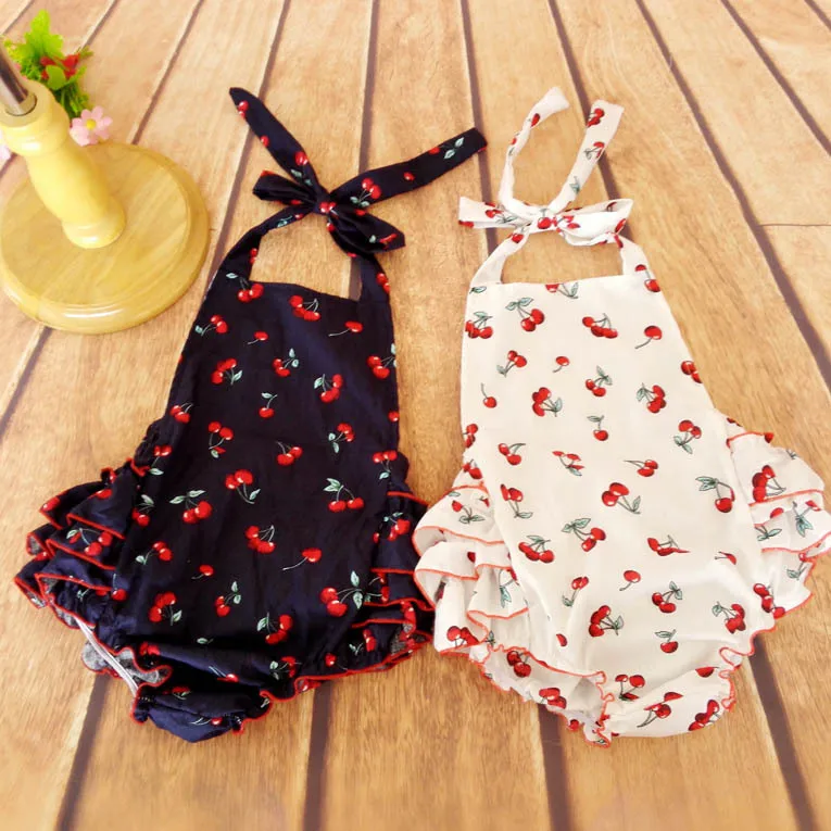

Summer Cotton Baby Rompers Infant Toddler Jumpsuit Lovely cherry sleeveless Baby Girl Clothing Newborn  Overall Clothes