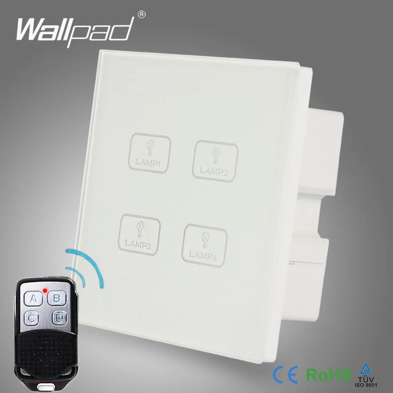 Remote 4 Gang Switch New Design Wallpad White Crystal Glass 4 Gang 2 Way 3 Way