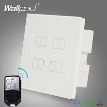 Дистанционного 4 Gang Переключатель Новый Дизайн Wallpad Белого Хрусталя, Стекла, 4 банды 2 Способ 3 Способ Беспроводной Пульт Дистанционного Сенсорный Экран Настенный Светильник переключатель