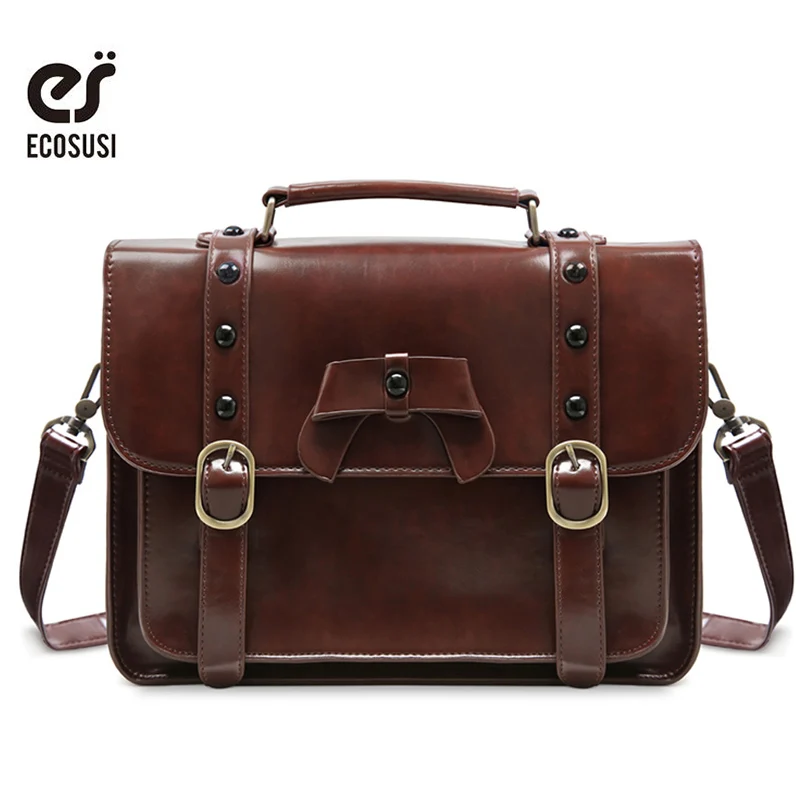 Ecosusi Women Messenger Bags Stylish PU Leather Shoulder Bags Casual Vintage Handbag for Girls ...