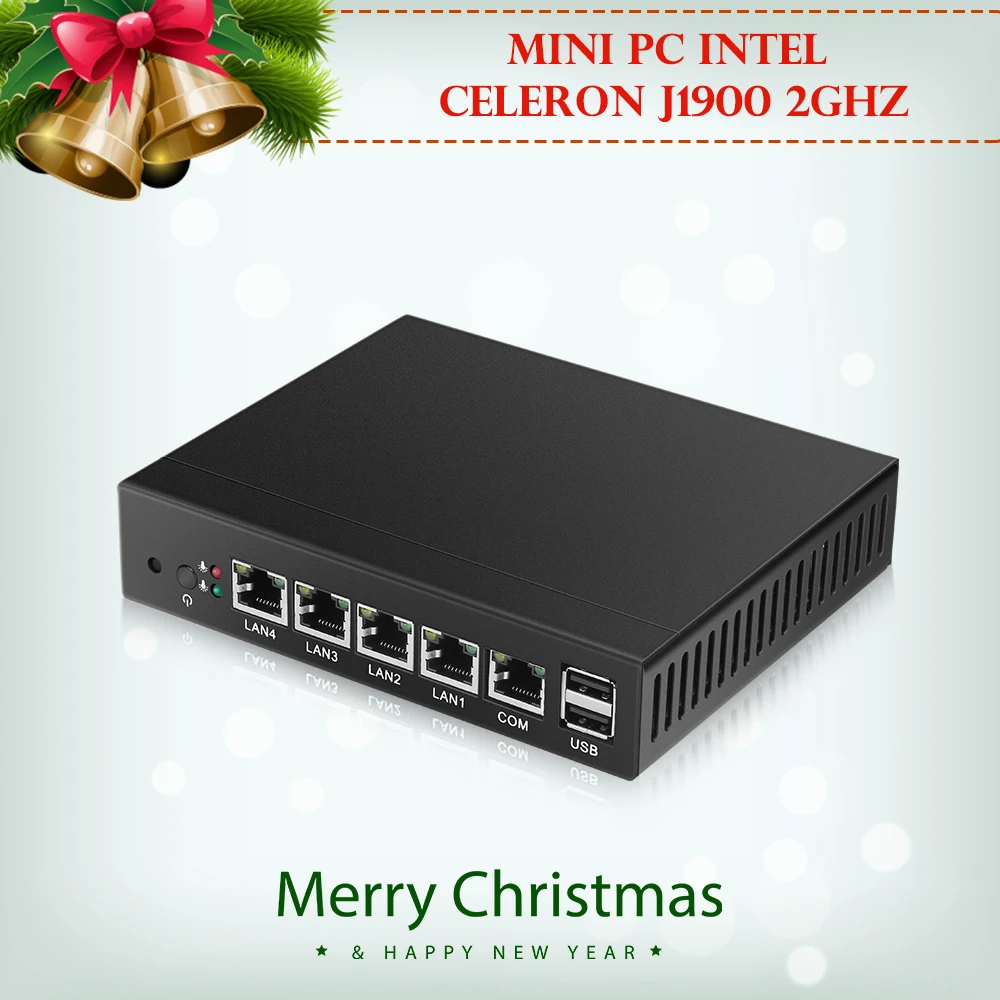 4*Ethernet Lan Mini PC Idustrial Routers J1900 Quad Core Celeron desktop computer 2.0Ghz windows10 Vga USB RJ45 Com