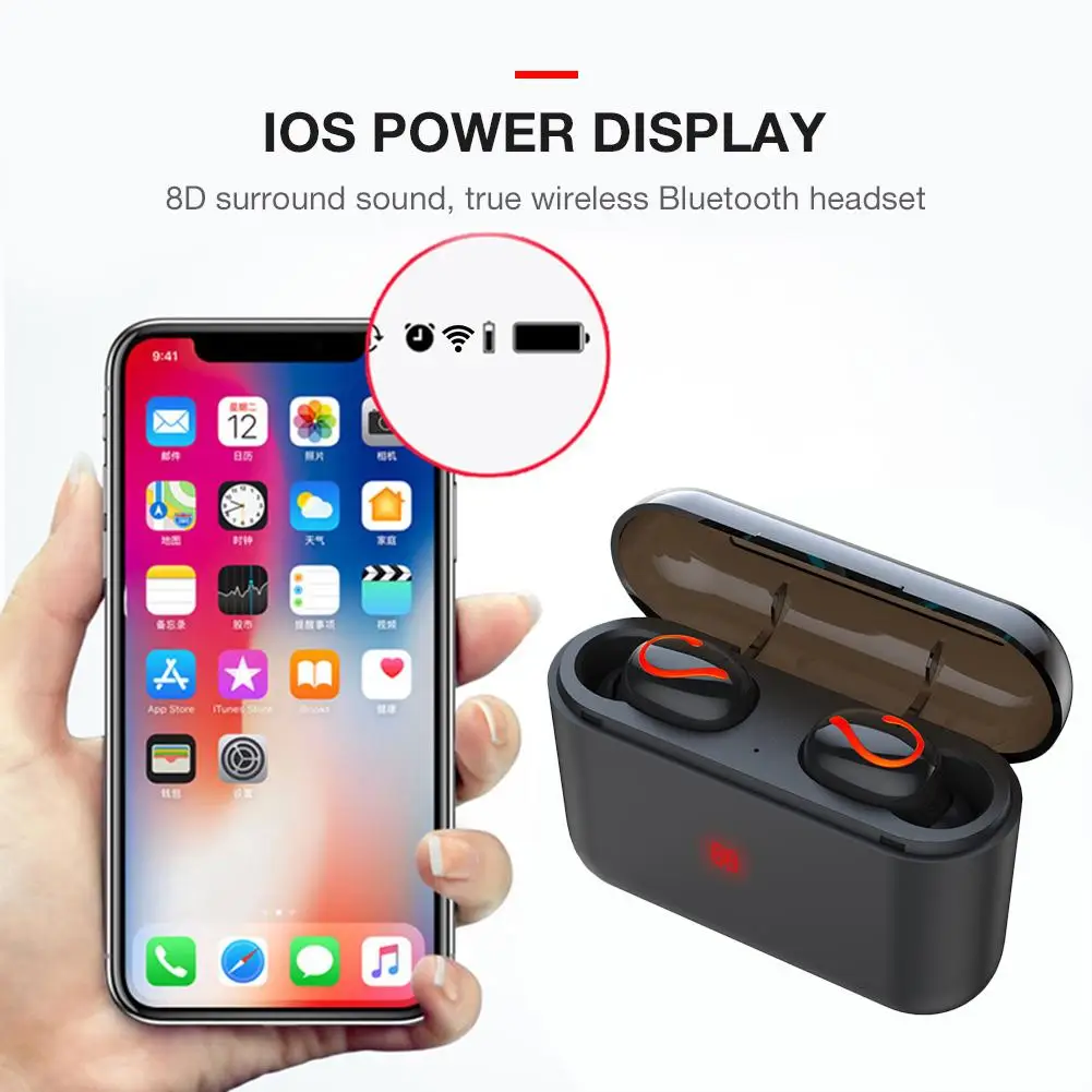 Q32 наушники вкладыши TWS Bluetooth 5 0 Hi Fi 8D объемный звук цифровой дисплей гарнитура IPX6
