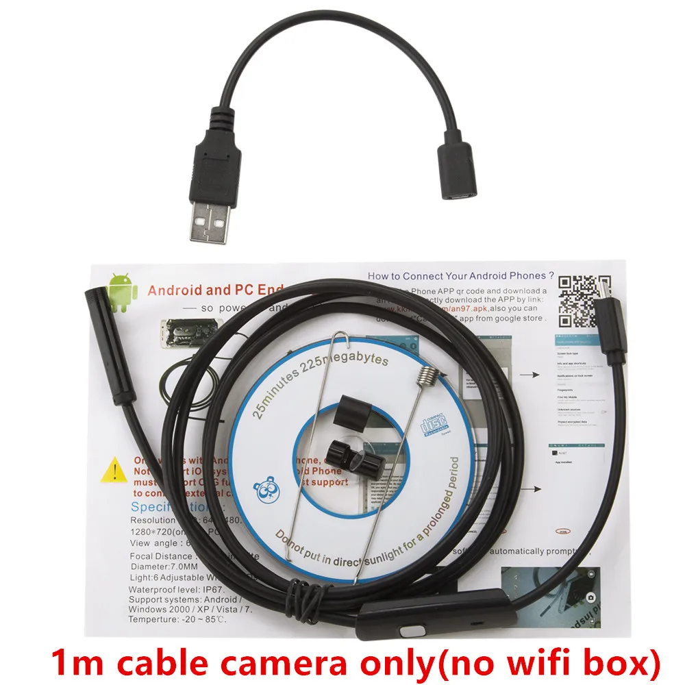 Wi Fi эндоскопическая камера 1/3/5/7/10 м мягкий кабель 8 мм HD 720P для телефонов IOS и Android