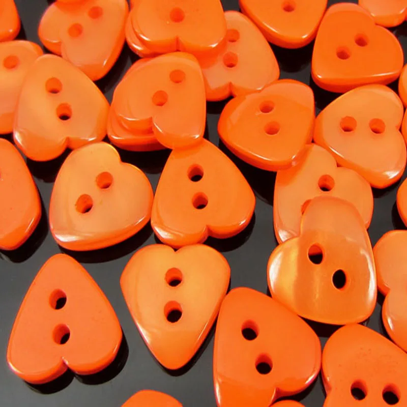 50 шт. 1/" Оранжевый в форме сердца Кнопки Clear смолы кнопки для малыша футболка с плоской обратной стороной, аксессуар для 11x12 мм