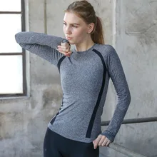 Прогулок на свежем воздухе, Бег, быстро сохнут, приталенное с длинными рукавами круглый вырез горловины; дышащая одежда для фитнеса, йоги; футболка; Топ