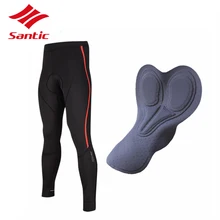 Santic Велоспорт Брюки Мужчины Ветрозащитный Флис Длинные Брюки Велосипед Брюки Ciclismo MTB Mountain Road Велосипед Езда Брюки Pantalon