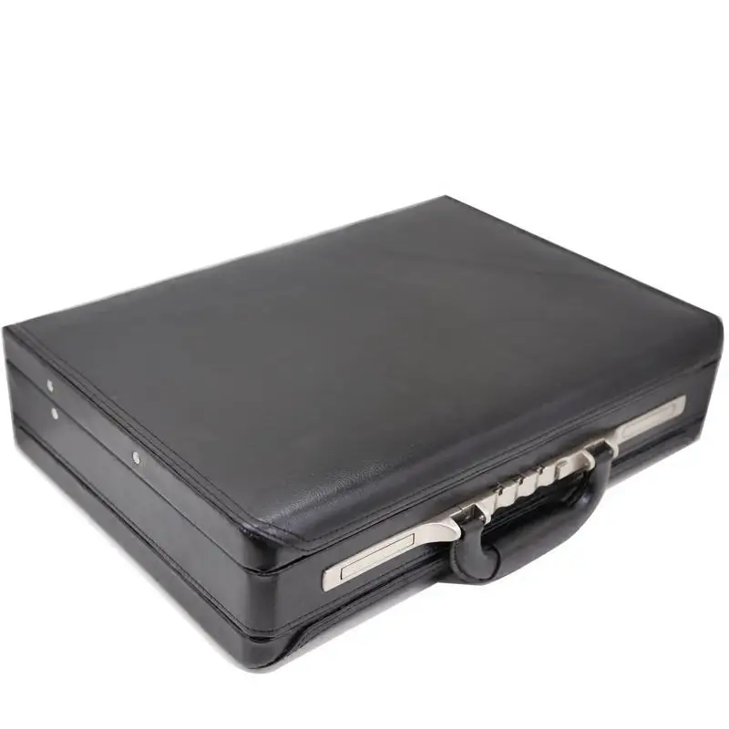 

Men Cowhide Business Briefcase Document Password Tools Box Credentials Case Genuine Leather Briefcases Black 18 Inch