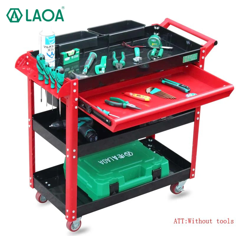 Image LAOA trolley tools repair tool cart 4 lyers with wheels without tools