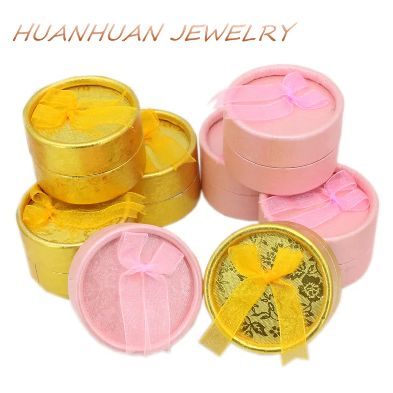 Small Jewelry Gift Box Packaging Display Cute Boxes Golden Pink Gifts