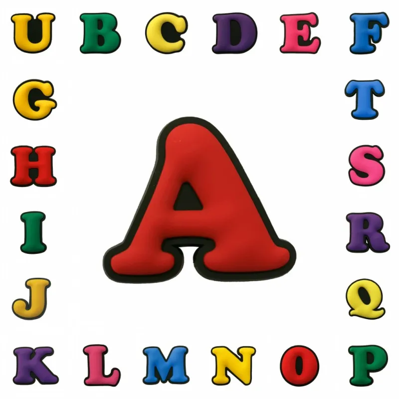 

1pcs Colorful Letter PVC Cartoon Shoe Charms Shoe decoration Buckles Accessories Fit Bracelets Croc JIBZ Kids Gifts