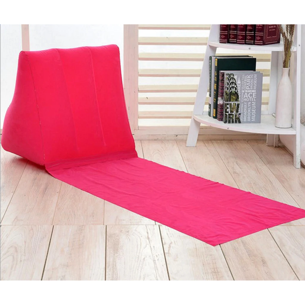 Inflatable Beach Sunbathing Camp Lounger Back Pillow Cushion Chair Air Sleep Bed Lying Seating Inflatable Beach Cushion Chair