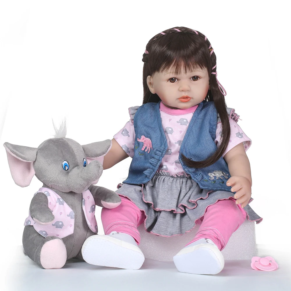 

22" 58cm reborn dolls soft silicone vinyl baby dolls bebe princess reborn bonecas nice clothing plush doll gift NPK DOLL