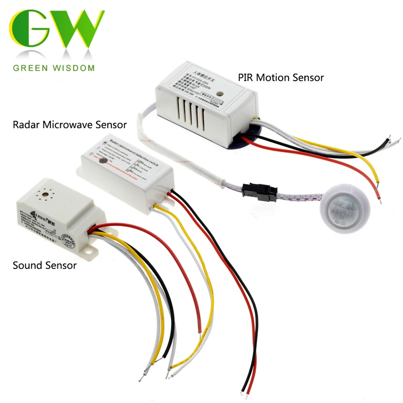 PIR Motion Sensor Switch Body Infrared 220V Radar Microwacve / Sound Control Sensing Switch Lamps