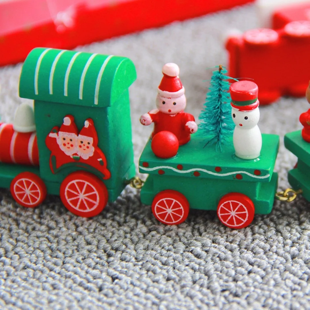New Christmas Creative Wooden Train Santa Claus Festival Ornament Kids Gift Toy New 2 Color