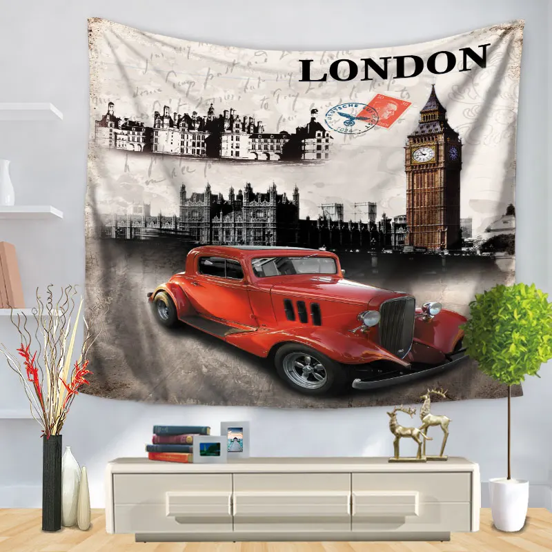 

Home Decorative Wall Hanging Carpet Tapestry Rectangle Bedspread Vintage Building Scenic London Ville Paris Pattern GT1248