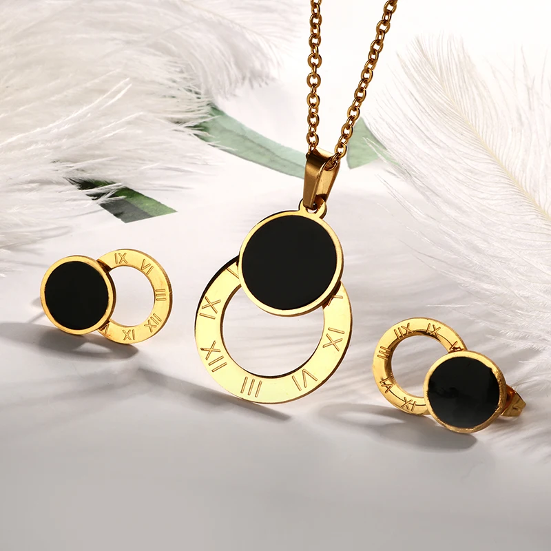Уникальный двойной круглый римская цифра дизайн золотой цвет кулон ожерелья ювелирные изделия для женщин женские свадебные ювелирные изделия