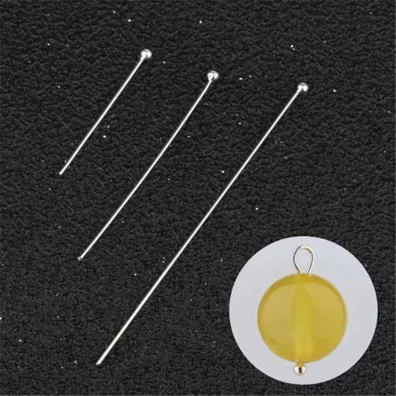 

10pcs/lot 925 Sterling Silver Ball Head Pins Pure Silver Needles For DIY Jewelry Making Accessories 20/30/40mm
