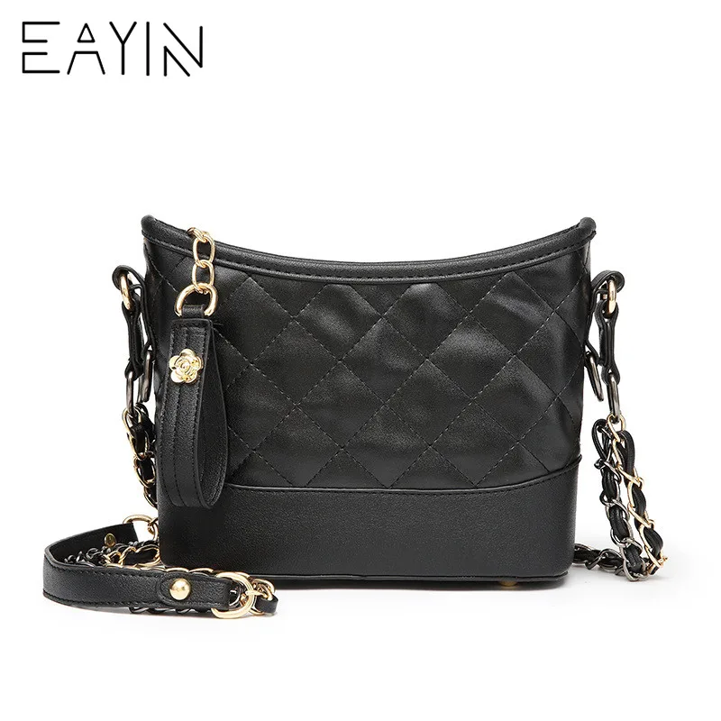 Trendy Messaggero Donne Marca Signore Lembo Sacchetto Reticolo Tracolla Diamante Del A Nappa And white Black Eayin Shopping black White Con Cuoio Catena Di Piccolo Delle Borsa aIwqndY