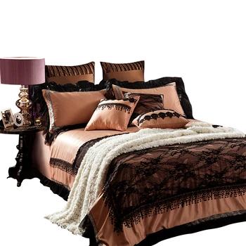 

IvaRose France Silk King Queen Bedding Sets of lace Density Europe Fashion Deco Duvet Cover Bed sheet Pillowsham 4/6pcs