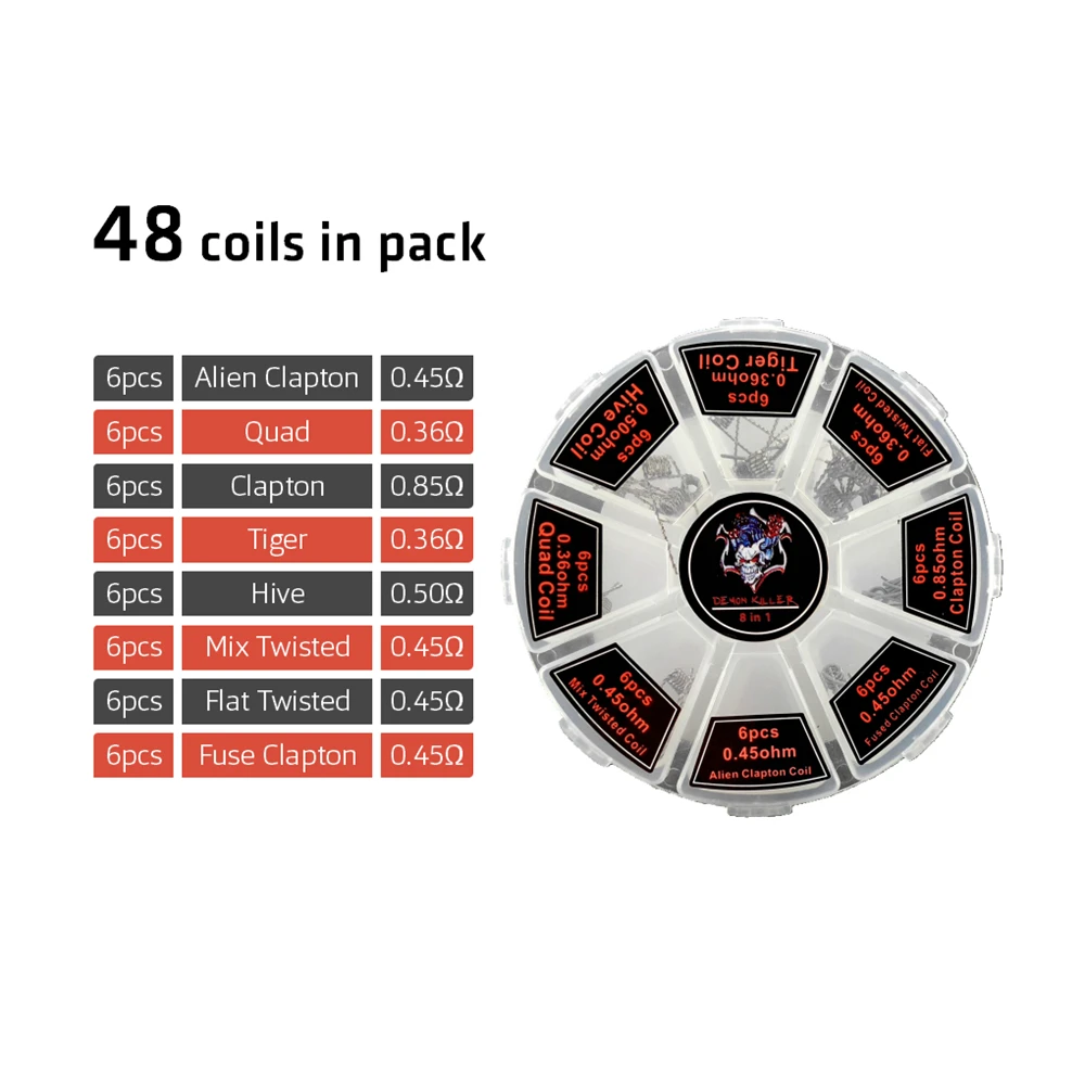 

Ghost head 8 in 1 heating wire demon killer 8-in-1 resistance wire Shaped fancy electronic cigarette heating wire