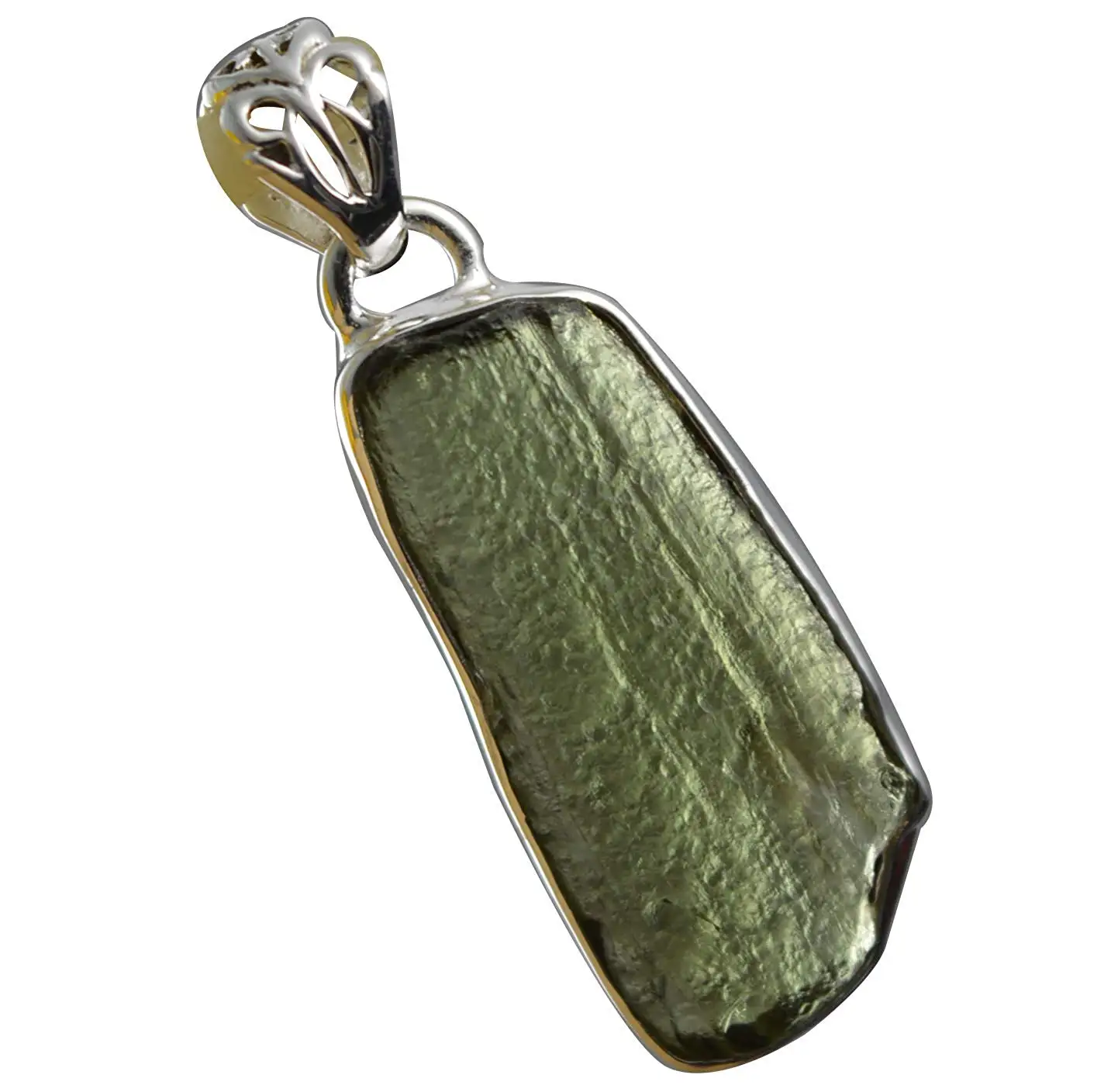 

Genuine Czech Moldavite Pendant 925 Sterling Silver,38 mm, AP6266