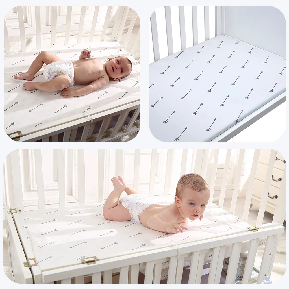 100% хлопок кроватки простыня из мягкой дышащей детские наматрасник Potector мультфильм постельные принадлежности для новорожденных для