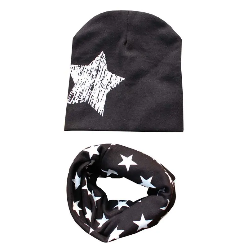 Демисезонный зимняя шапка + шарф одежда для малышей интимные аксессуары принт со звездой мягкий хлопок шапки наборы шарфов