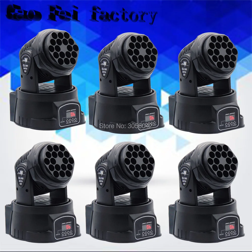 

6pcs/lot 18 led DMX 13 ch stage light beam moving head 18x3W wash for KTV dj party lights