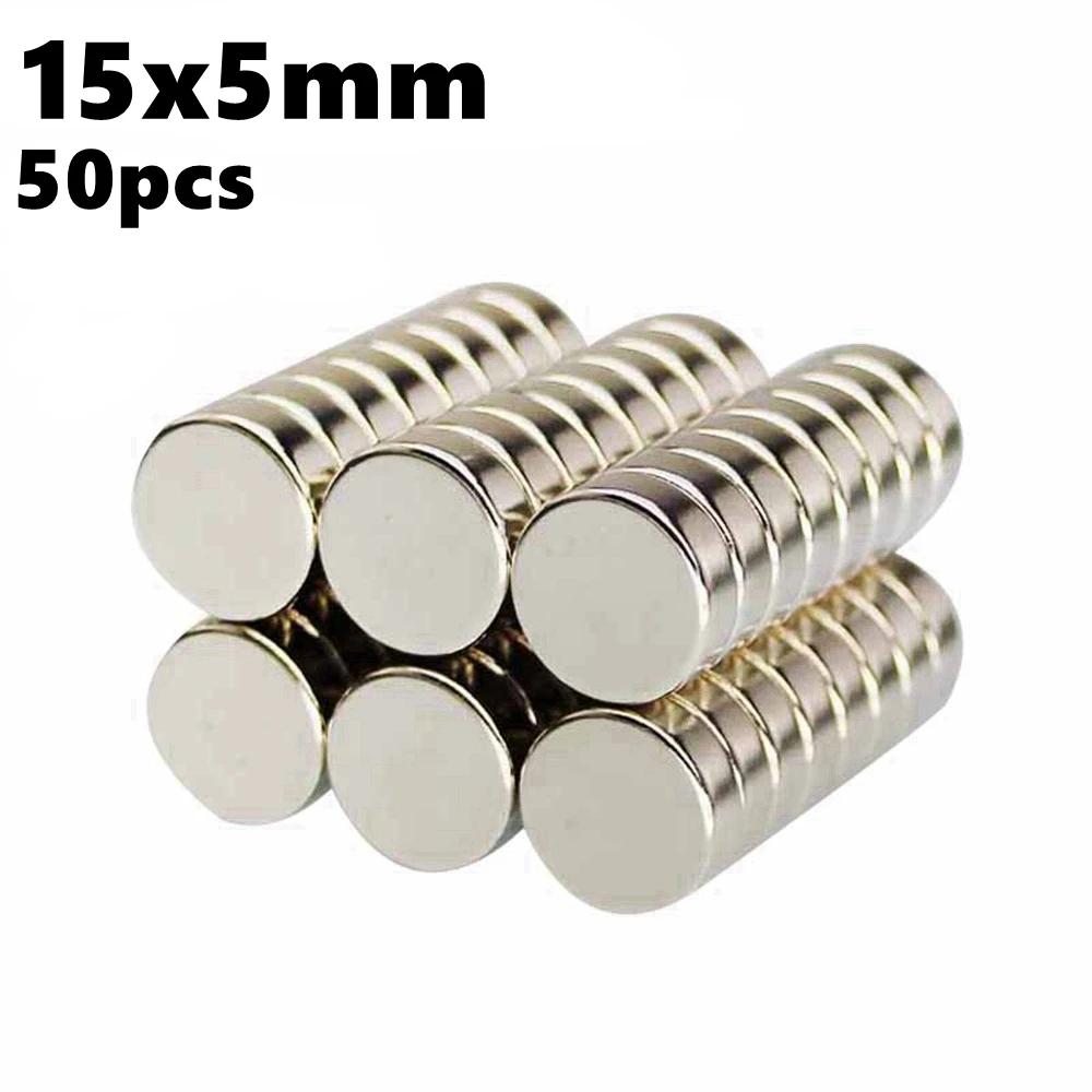

Powerful Magnetic Round Neodymium Magnet Disc 15mm x 5mm NdFeB 50pcs 15*5 N35 Rare Earth Iman Strong Magnets Sheets